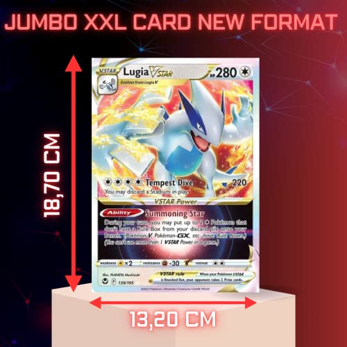 Cartas Pokemon Gigantes Promo, Carta GX, VMAX, EX, Vstar o V, Carta Jumbo tamaño XXL, Carta de Caja Promocional de Pokémon, Carta Oficial Idioma inglés (Lugia VSTAR)