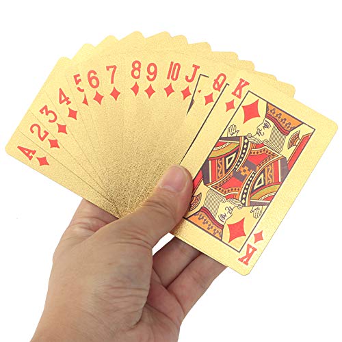 cartas surtidas de plástico de lámina dorada,Cartas de juego impermeables, baraja de cartas, cartas de póquer de regalo para fiestas, playa, camping, ocio, cartas de juego estándar, cartas de ju