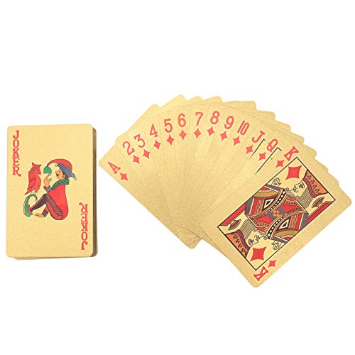 cartas surtidas de plástico de lámina dorada,Cartas de juego impermeables, baraja de cartas, cartas de póquer de regalo para fiestas, playa, camping, ocio, cartas de juego estándar, cartas de ju