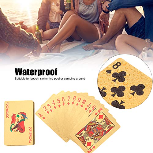 cartas surtidas de plástico de lámina dorada,Cartas de juego impermeables, baraja de cartas, cartas de póquer de regalo para fiestas, playa, camping, ocio, cartas de juego estándar, cartas de ju