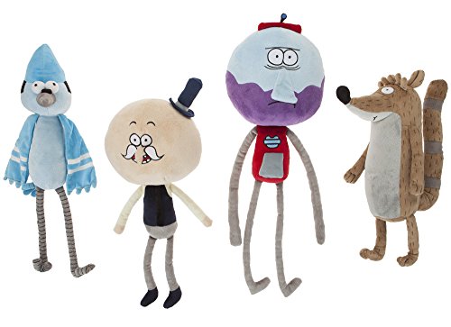 Cartoon Network Regular Show - Peluche Rigby (Mapache Sentado 28cm y de pie 35cm) de la Serie de Regular Show - Quality Super Soft