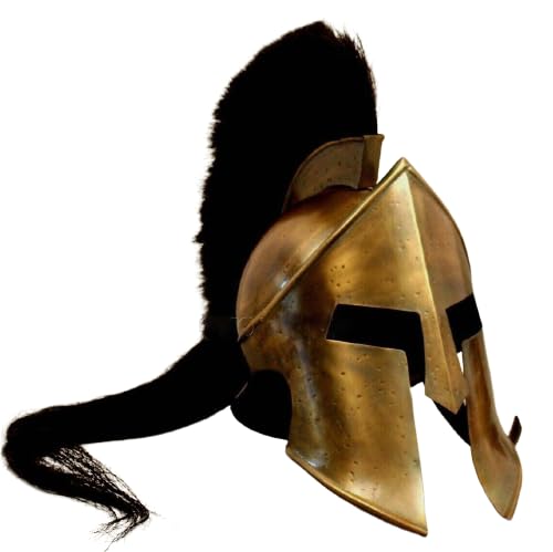 Casco medieval 300 del rey griego Leonidas de acero antiguo espartano Plume Crest Casco Histórico Caballeros Guerrero LARP Casco Cruzado Juego de rol Cosplay Disfraz de lucha