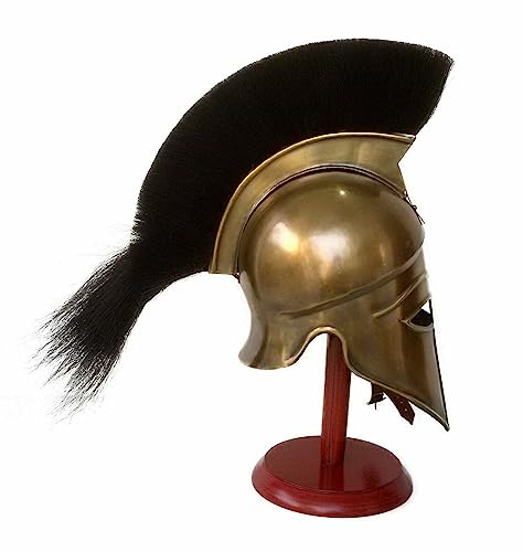 Casco medieval griego corintio de acero antiguo espartano Plume cresta casco histórico caballero guerrero LARP casco cruzado juego de rol disfraz de lucha