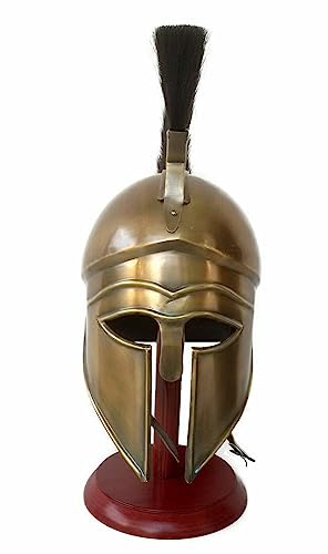 Casco medieval griego corintio de acero antiguo espartano Plume cresta casco histórico caballero guerrero LARP casco cruzado juego de rol disfraz de lucha