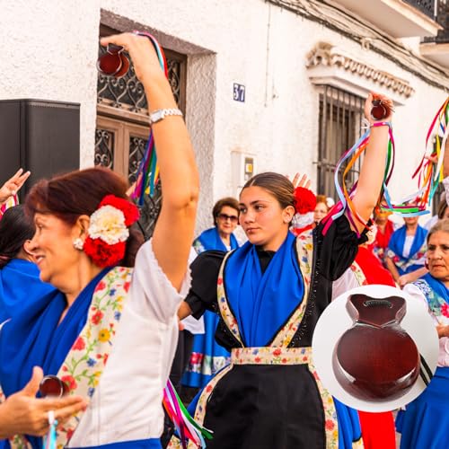 Castanets de Madera, castas de castaño Hechas a Mano españolas, castas de percusión de Manos Tradicionales, Instrumentos educativos de percusión Musical Tablero de aplausos de Ritmo con Cuerdas para