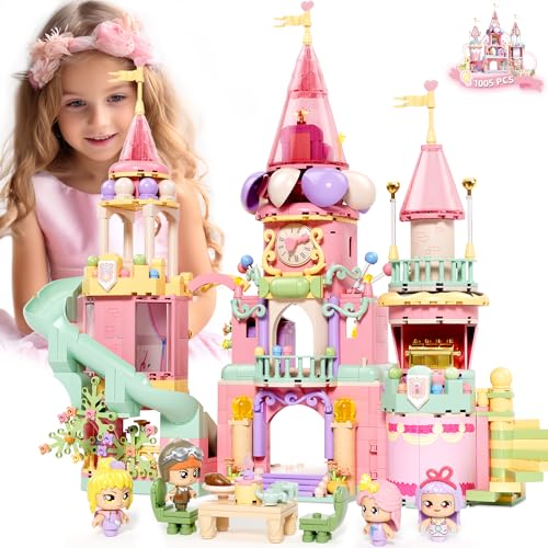 Castillo Set de Construcción Princesas, 1005 Piezas de Castillo de Princesas Rosa Juguete de Construcción Stem Regalo para Niñas de 6 a 12 Años