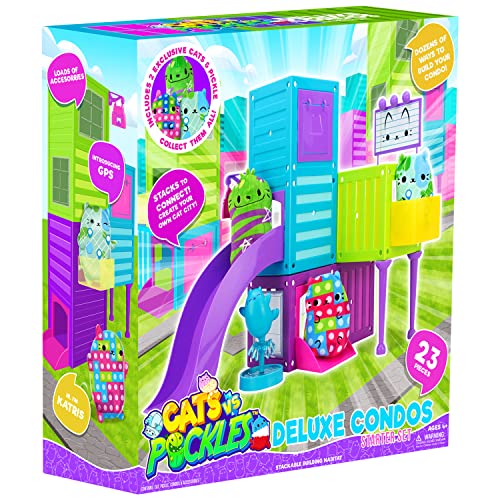 Cats vs Pickles - Cat Condo - Deluxe Set with 3 Condos & 3 Exclusive Plushies! Great Easter Basket Stuffers for Kids, Boys, & Girls!