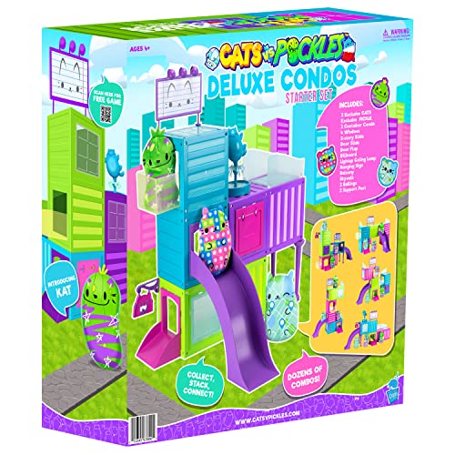 Cats vs Pickles - Cat Condo - Deluxe Set with 3 Condos & 3 Exclusive Plushies! Great Easter Basket Stuffers for Kids, Boys, & Girls!