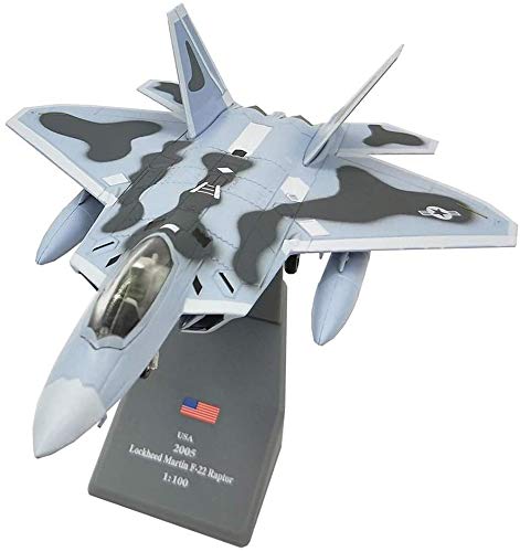 CAZARU Modelo de fundición a presión de aleación de Caza Militar, Modelo de Caza Raptor F22 a Escala 1/100, Juguetes y Decoraciones para Adultos, 7,4 Pulgadas x 5,4 Pulgadas