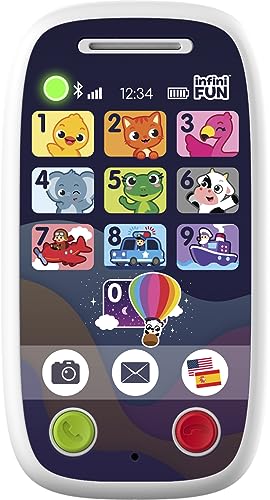 Cefa Toys - Infinifun Teléfono Dúo Bluetooth, Juguete Educativo, Pantalla Táctil con Luces y Sonidos, Incluye Juegos de Números, Vehículos, Colores y Animales, para Niños a Partir de los 12 Meses