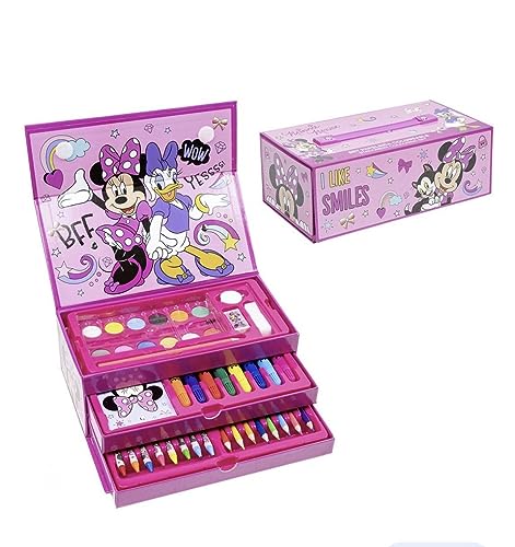 CERDÁ LIFE'S LITTLE MOMENTS Cofre para Colorear de Minnie Mouse - Incluye Rotuladores, Acuarelas y Lapiceros de Colores - Con Cuadernillo para Dibujar - Producto Original Diseñado en España