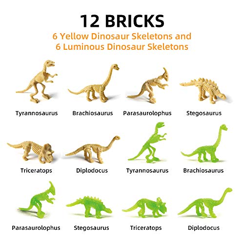 CestMall Kit de excavación de Dinosaurios, 12 Piezas de Juguete de excavación arqueológica con Diferentes Figuras de Dinosaurios en el Interior Kit de excavación de Dinosaurios Dino Fossil Dig Kit