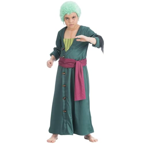 Chaks Disfraz de pirata de Lorenor Zoro de One Piece para niños, talla 128-152, anime, carnaval, cosplay (128)