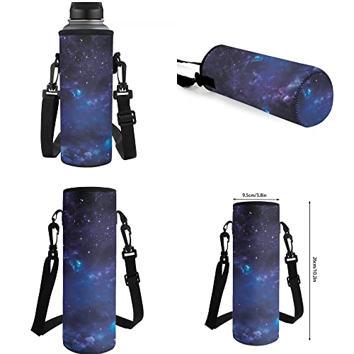 chaqlin Juego de 2 bolsas escolares de animales para niños pequeños, mochila grande con funda de neopreno para botella, Noche de galaxia, Talla única, Juego de mochila escolar