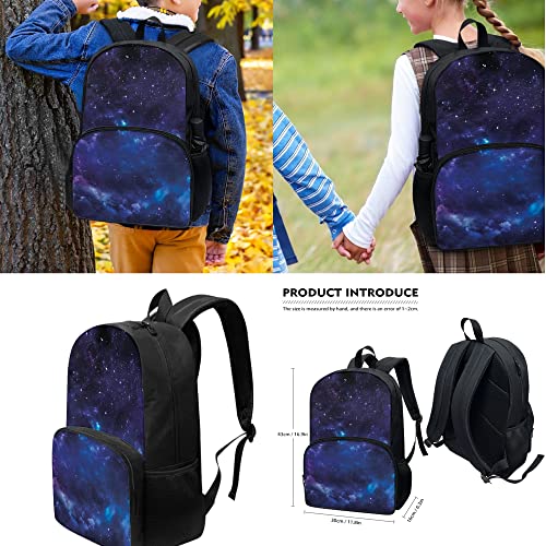 chaqlin Juego de 2 bolsas escolares de animales para niños pequeños, mochila grande con funda de neopreno para botella, Noche de galaxia, Talla única, Juego de mochila escolar