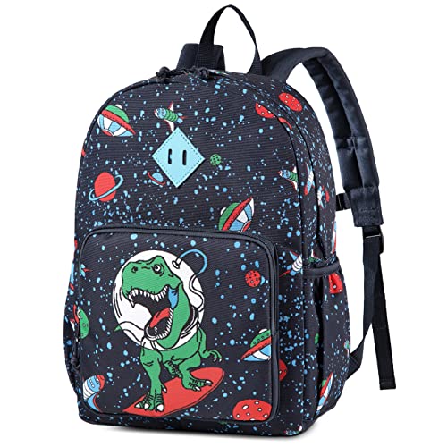 Chase Chic Mochila Escolar Niño Dinosaurio, Impermeable Mochilas Infantil con Bolsillos Laterales/Hebilla en el Pecho y Etiqueta para El nombre, Bolsa de Merienda de Picnic