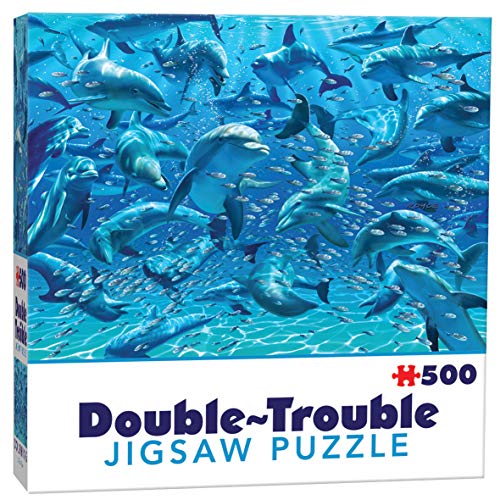 Cheatwell Games 658 28552 EA Double-Trouble Puzzles Dolphins, Red