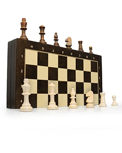 ChessEbook Juego de Ajedrez - Tablero de Ajedrez de Madera 48 x 48 cm, Juego de Tablero Ajedrez Plegable - Juego de ajedrez con Tablero de Madera y Piezas Hechas a Mano