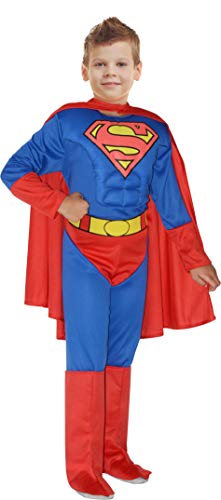 Ciao-Superman Disfraz niño Original DC Comics (Talla 10-12 años) con músculos Acolchados, Color Azul/Rojo, (11699.10-12)