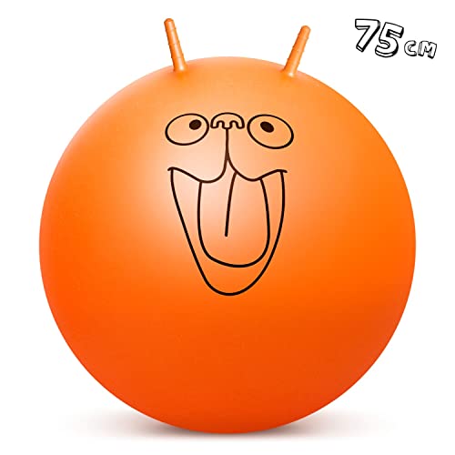 CKB Ltd Bola para saltar, Pelota saltarina Juguetes Jardin Tolva espacial gigante retro extra grande 75 cm para adultos – Inflable incluye bomba de pie soporta hasta 100kg – naranja