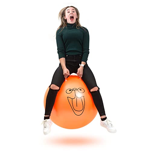 CKB Ltd Bola para saltar, Pelota saltarina Juguetes Jardin Tolva espacial gigante retro extra grande 75 cm para adultos – Inflable incluye bomba de pie soporta hasta 100kg – naranja