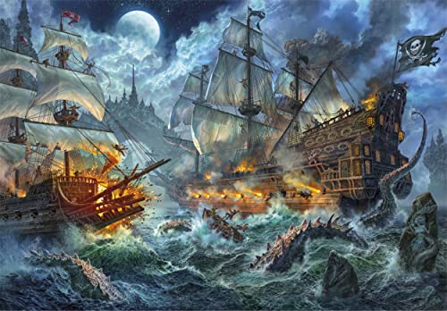 Clementoni Collection – Pirates Battle – 1000 Piezas – Puzzle para Adultos, ilustración de Paolo Barbieri, Fabricado en Italia, Multicolor (39777)