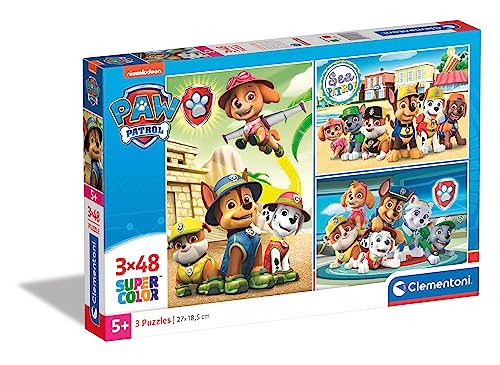 Clementoni - Puzzle infantil 3 puzzles de 48 piezas Patrulla Canina, puzzles a partir de 4 años de Paw Patrol (25262)