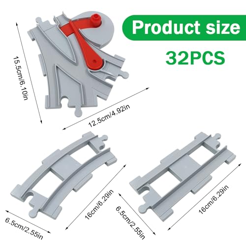 CLIUNT 32PCS Rieles de la Ciudad, Juego de rieles para Tren Urbano, Juego de rieles de Tren con Bloques de construcción, Juguete ferroviario City Rails para niñas y niños