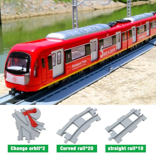 CLIUNT 32PCS Rieles de la Ciudad, Juego de rieles para Tren Urbano, Juego de rieles de Tren con Bloques de construcción, Juguete ferroviario City Rails para niñas y niños