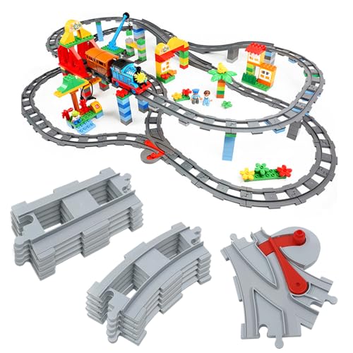 CLIUNT 32PCS Rieles de la Ciudad, Juego de rieles para Tren Urbano, Juego de rieles de Tren con Bloques de construcción, Juguete ferroviario City Rails para niñas y niños