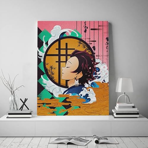 cnmd DIY Pintar por números Arte dibujando demonios asesino imágenes de anime japonés kit de pintura digital Con kits de pincel y pintura40x60cm(Sin marco)