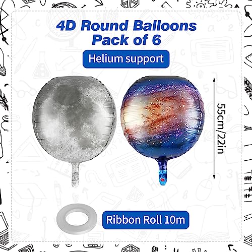 cobee Juego de 6 globos de cielo estrellado de 22 pulgadas, globo de planeta, globo de luna, globos grandes de dibujos animados, globos espaciales para decoraciones de fiesta espacial, decoraciones