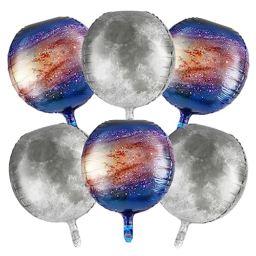 cobee Juego de 6 globos de cielo estrellado de 22 pulgadas, globo de planeta, globo de luna, globos grandes de dibujos animados, globos espaciales para decoraciones de fiesta espacial, decoraciones