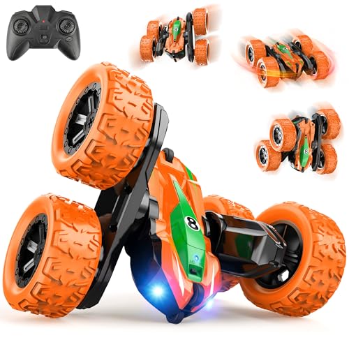 Coche Teledirigido Niños 3-12 Años, 4x4 Coche AcrobáTico RC Crawler Drift Car 360 ° Doble Giro Lateral 2.4GHz Radiocontrol Juguete, Juegos Interior y Exterior Regalo Cumpleaños Navidad Niñas Niños