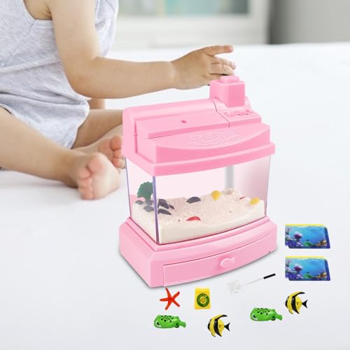 Colcolo Acuario simulado, Mini Acuario de Pesca, decoración para niños, pecera Artificial, pecera Falsa, para niños pequeños, niñas y niños, Rosado