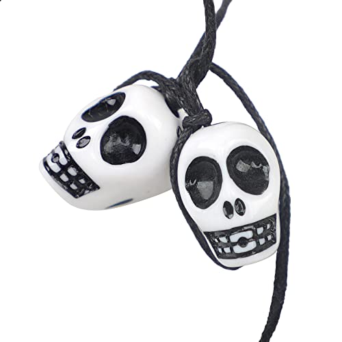 Collar de calavera de Halloween para hombres y mujeres, colgante de esqueleto punk, cuentas de hueso de mano, colmillos de lobo, cadena de gargantilla para disfraces, fiesta, cosplay, adornos de