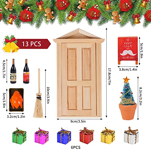 colmanda 13pcs Navideños Miniatura Puerta, Casa de Muñecas de Navidad con árbol de Navidad, Puerta de Elfo Puerta de Navidad, Navideños Puerta de Elfo Navideño, Accesorios De Casa De Muñecas DIY