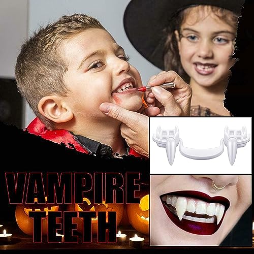 Colmillos de dientes de vampiro, dientes de vampiro, colmillos retráctiles de dientes de vampiro, decoraciones de Halloween, accesorios de fiesta, cosplay, 3 pares de colmillos de vampiro, dientes