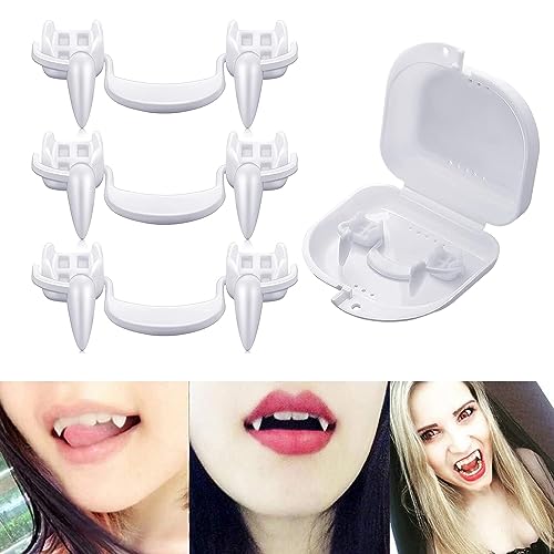 Colmillos de dientes de vampiro, dientes de vampiro, colmillos retráctiles de dientes de vampiro, decoraciones de Halloween, accesorios de fiesta, cosplay, 3 pares de colmillos de vampiro, dientes