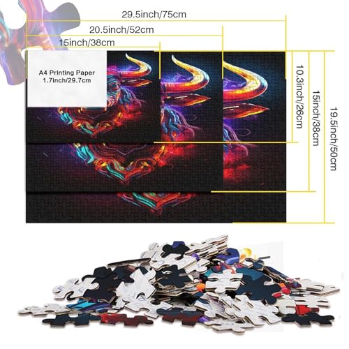 Colored Minotaur para Adultos Puzzle Cattle 300 Piezas Juego De Rompecabezas Educational Game Cumpleaños Decoración Stress Relief Toy 300pcs (40x28cm)