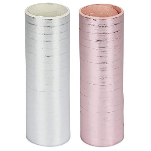 com-four® serpentinas Rosa metálico y Plateado - 10 Rollos como Decoraciones para Fiestas de cumpleaños - líneas de Papel para la víspera de Año Nuevo (10 Piezas - metálico)