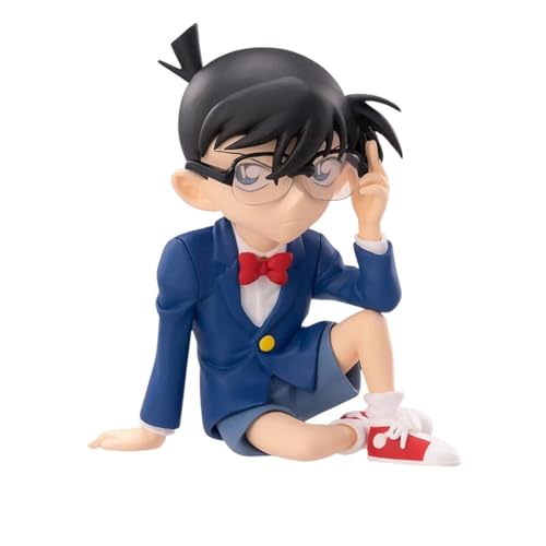 Conan Edogawa|Figura de arcilla del detective Conan|Jimmy Kudo|Modelo estático sentado de PVC de 7,5 cm|Soporte fino|Regalo de cumpleaños|Pieza de mano colgante de chasis|Colección para el hogar|Con b