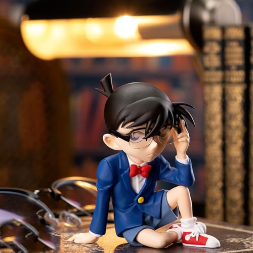 Conan Edogawa|Figura de arcilla del detective Conan|Jimmy Kudo|Modelo estático sentado de PVC de 7,5 cm|Soporte fino|Regalo de cumpleaños|Pieza de mano colgante de chasis|Colección para el hogar|Con b