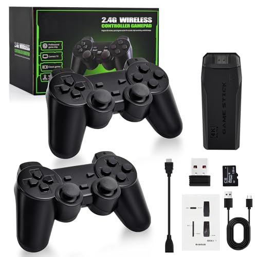 Consola de juegos retro portátil con 2 controladores de juegos, más de 20000 juegos, Plug and Play, controlador inalámbrico 64G/128G 4K HDMI salida Game Stick para TV, ordenador, proyector