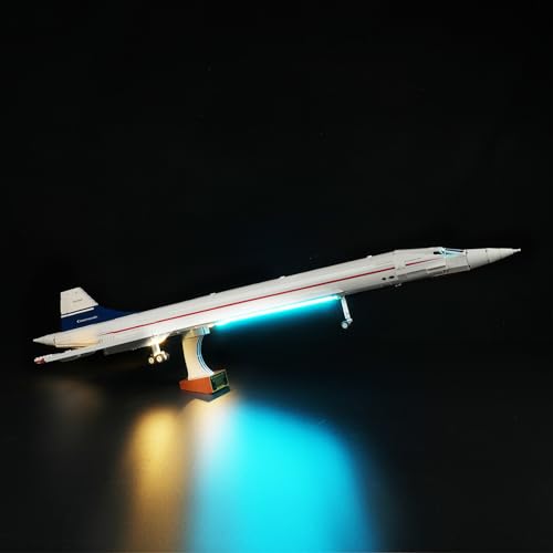 cooldac Kit de luces LED para Lego Icons 10318 Concorde Avión (sólo iluminación, no Lego), juego de luces decorativas creativas compatibles con Lego Icons 10318 Concorde Avión Modelo de bloque de