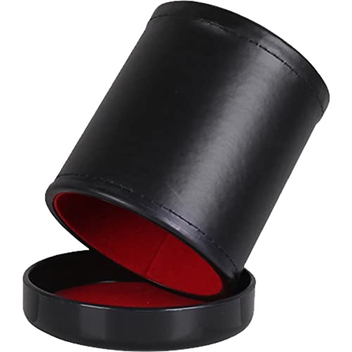 Copa De Dados De Cuero con Tapa, Interior De Terciopelo Rojo para Temblores Tranquilos, Use para Mentiros Juegos De Mesa De Dados