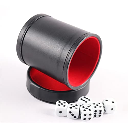 Copa De Dados De Cuero con Tapa, Interior De Terciopelo Rojo para Temblores Tranquilos, Use para Mentiros Juegos De Mesa De Dados