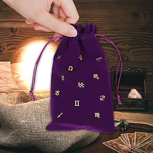 Correct Almacenamiento Cartas Tarot, Bolsas Terciopelo con cordón, con patrón constelación, Morado, Azul, Negro para Cartas, joyería, Cristal