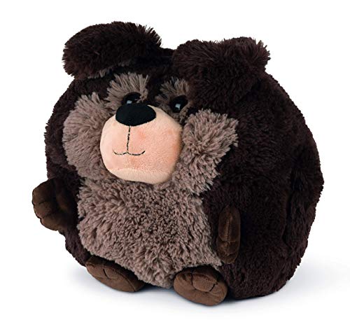 COZY NOXXIEZ Calentador de manos de peluche para niños, peluche, almohada como cojín de calor esponjoso para cama, coche y hogar (perro de pelo oscuro)