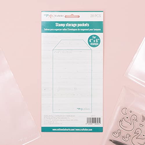 Craftelier - Sobres Plástico Transparente para Organizar Sellos, Troqueles, Pegatinas y otros Materiales y Accesorios de Scrapbooking y Manualidades | Incluye 20 Sobres de 4" x 6" (10,16 x 15,24 cm)